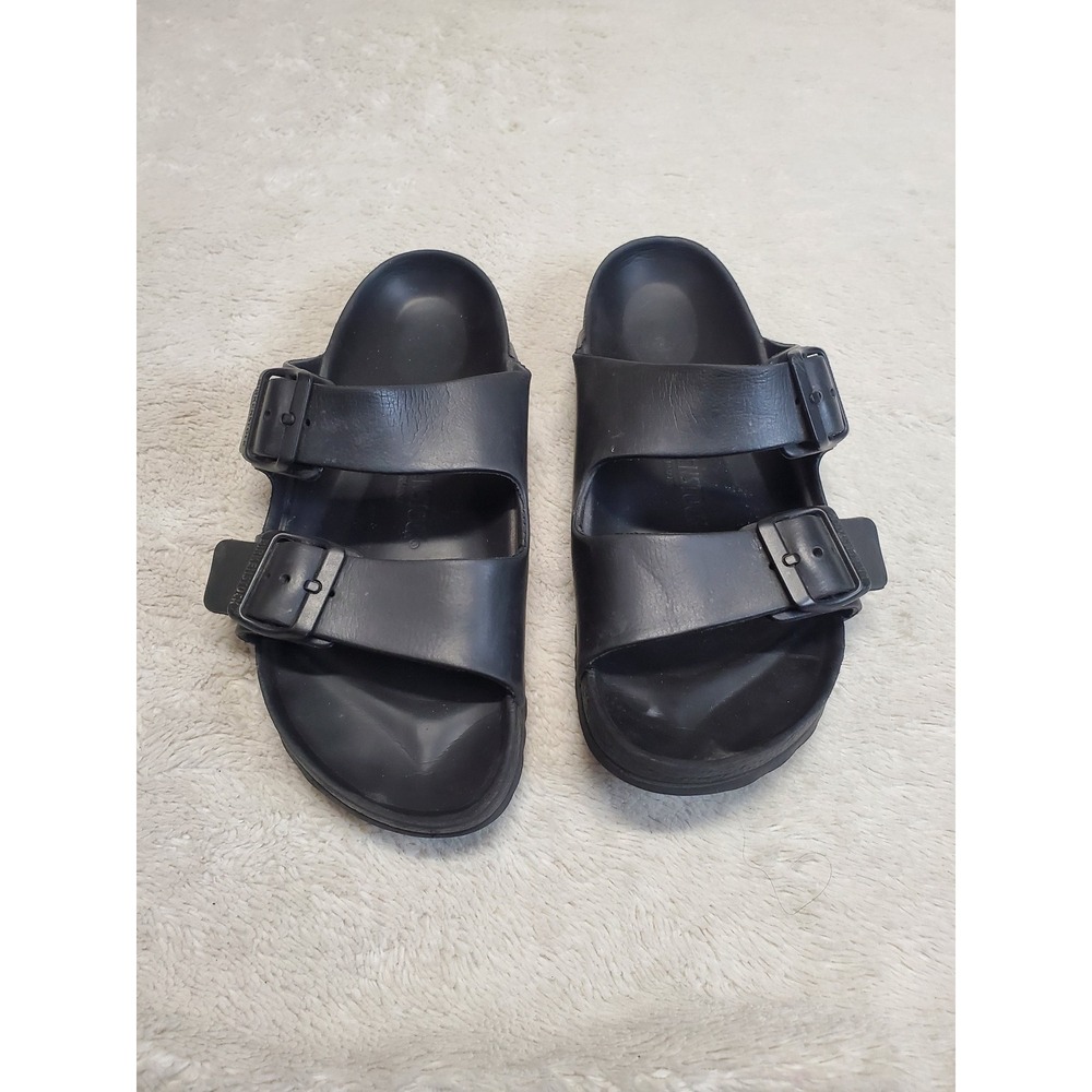 Birkenstock‎ Black Slides Sandal 38 Unisex Women 7 Men 5 Summer Lagenlook Casual